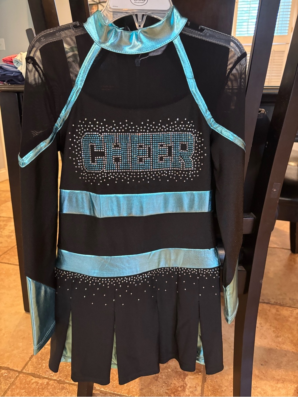 CHEER Girls Black and Metallic Teal Cheer Costume